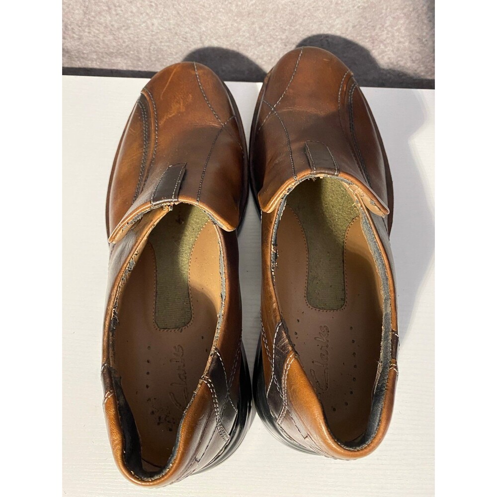 Clarks Men's Brown Leather Slip On Loafer Shoes Size 11 M - Comfort Casual - Picture 5 of 8